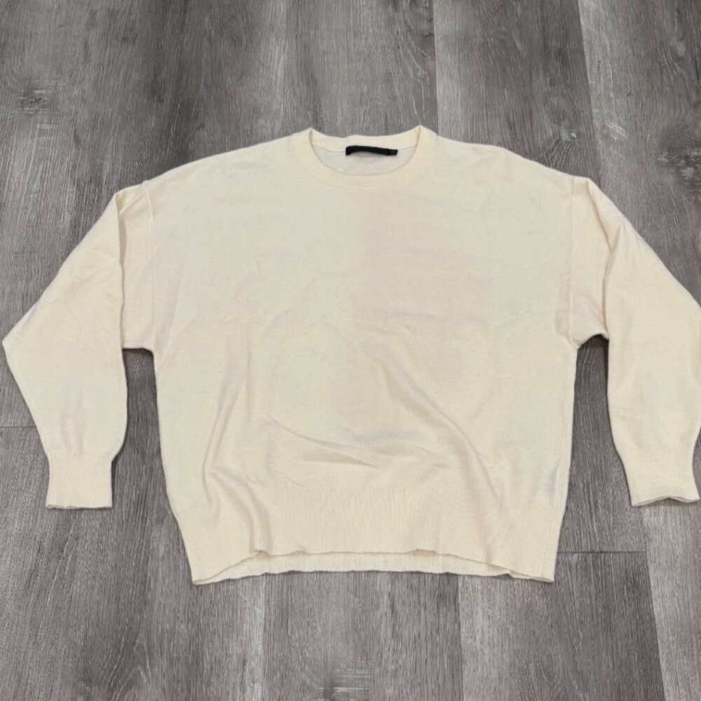 Jenni Kayne Merino Wool Blend Sweater Cream Ivory Crewneck Womens XS